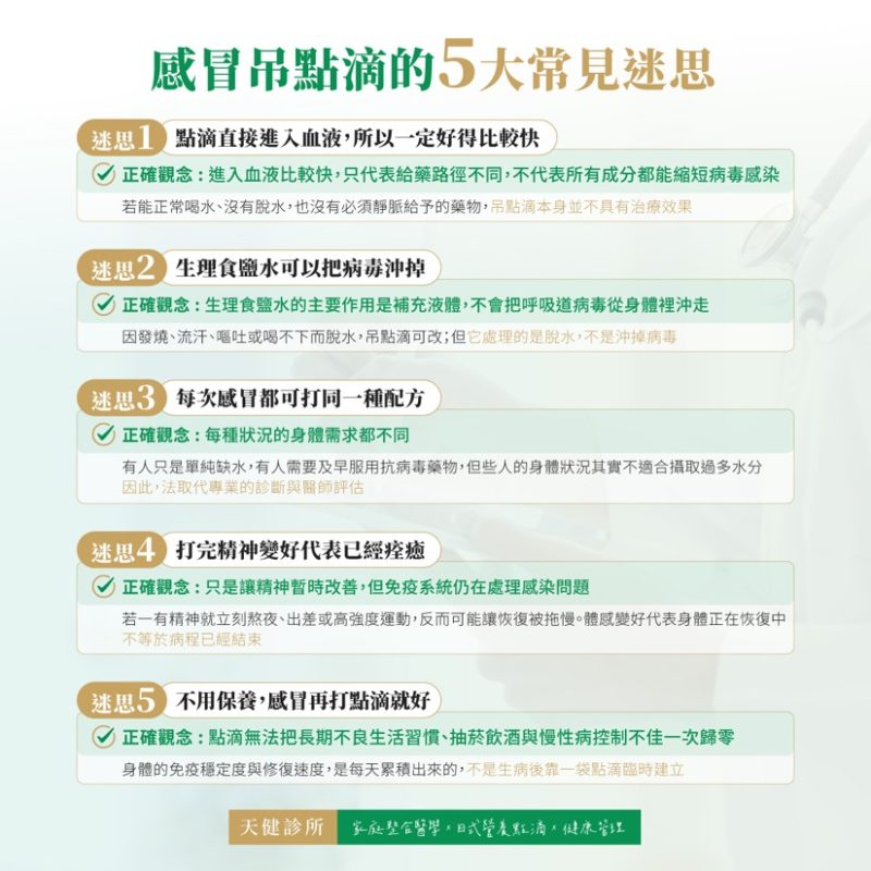 感冒 吊點滴 常見迷思